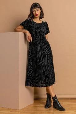 Roman Black Zebra Print Burnout Velvet Dress 10 Roman Black Zebra Print Burnout Velvet Dress -Roman Sales Shop unnamed file 4316