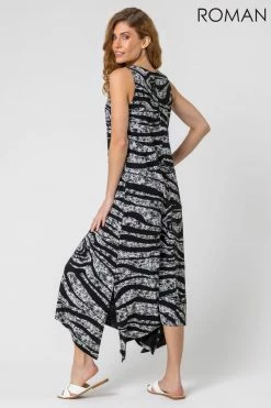 Roman Grey Marble Print Hanky Hem Maxi Dress -Roman Sales Shop unnamed file 4321
