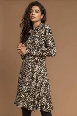 Roman Brown Animal Print Shirt Dress 11 Roman Brown Animal Print Shirt Dress -Roman Sales Shop unnamed file 4329