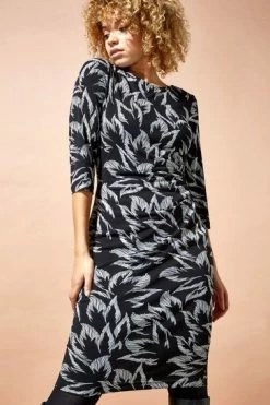 Roman Black Floral Print Ruched Waist Dress 11 Roman Black Floral Print Ruched Waist Dress -Roman Sales Shop unnamed file 4334