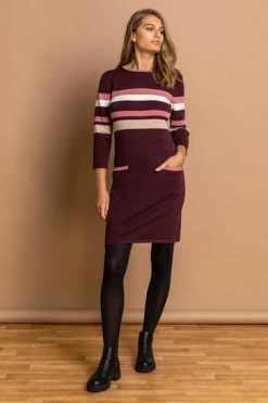 Roman Purple Contrast Stripe Print Jumper Dress 11 Roman Purple Contrast Stripe Print Jumper Dress -Roman Sales Shop unnamed file 4344