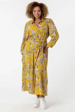 Roman Yellow Curve Tropical Print Shirt Dress 13 Roman Yellow Curve Tropical Print Shirt Dress -Roman Sales Shop unnamed file 4355