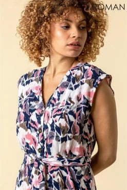 Roman Multi Abstract Floral Print Button Down Dress 9 Roman Multi Abstract Floral Print Button Down Dress -Roman Sales Shop unnamed file 4358