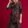 Roman Black Abstract Textured Print Tea Dress