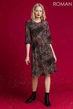 Roman Black Abstract Textured Print Tea Dress 10 Roman Black Abstract Textured Print Tea Dress -Roman Sales Shop unnamed file 4363