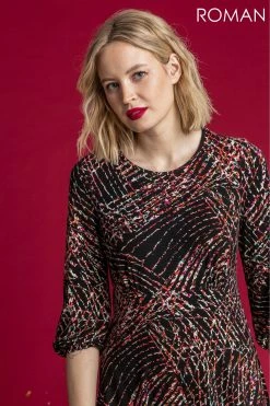 Roman Black Abstract Textured Print Tea Dress 11 Roman Black Abstract Textured Print Tea Dress -Roman Sales Shop unnamed file 4364