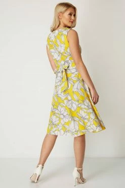 Roman Yellow Floral Tie Waist Dress -Roman Sales Shop unnamed file 4369