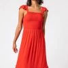 Roman Orange Shirred Bodice Frill Detail Midi Dress 2 Roman Orange Shirred Bodice Frill Detail Midi Dress -Roman Sales Shop unnamed file 4372