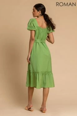 Roman Green Puff Sleeve Button Through Midi Dress 9 Roman Green Puff Sleeve Button Through Midi Dress -Roman Sales Shop unnamed file 4388