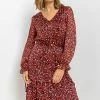 Roman Red Leopard Print Tiered Shimmer Dress -Roman Sales Shop unnamed file 4397