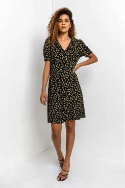 Roman Black Floral Print Frilled Detail Dress 9 Roman Black Floral Print Frilled Detail Dress -Roman Sales Shop unnamed file 4409