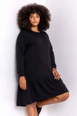 Roman Black Curve Frill Hem Long Sleeve Dress 11 Roman Black Curve Frill Hem Long Sleeve Dress -Roman Sales Shop unnamed file 4416