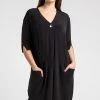 Roman Black Curve Button Detail Cocoon Dress 1 Roman Black Curve Button Detail Cocoon Dress -Roman Sales Shop unnamed file 4417