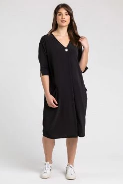 Roman Black Curve Button Detail Cocoon Dress 9 Roman Black Curve Button Detail Cocoon Dress -Roman Sales Shop unnamed file 4419