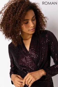 Roman Red Sequin Embellished Wrap Dress 11 Roman Red Sequin Embellished Wrap Dress -Roman Sales Shop unnamed file 442