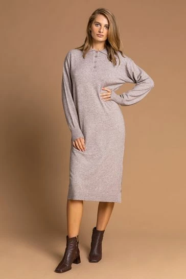 Roman Neutral Polo Neck Knitted Midi Dress 7 Roman Neutral Polo Neck Knitted Midi Dress - Image 5