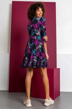 Roman Purple Floral Print Ruched Mini Dress -Roman Sales Shop unnamed file 4428