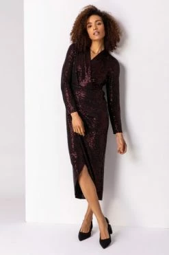 Roman Red Sequin Embellished Wrap Dress 12 Roman Red Sequin Embellished Wrap Dress -Roman Sales Shop unnamed file 443