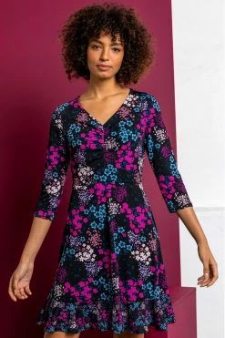 Roman Purple Floral Print Ruched Mini Dress -Roman Sales Shop unnamed file 4430