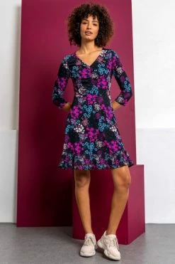Roman Purple Floral Print Ruched Mini Dress -Roman Sales Shop unnamed file 4431