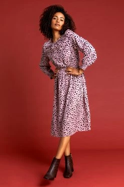 Roman Pink Spot Print Shirred Waist Midi Dress 10 Roman Pink Spot Print Shirred Waist Midi Dress -Roman Sales Shop unnamed file 4435