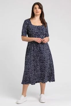 Roman Blue Curve Ditsy Spot Print Midi Dress 9 Roman Blue Curve Ditsy Spot Print Midi Dress -Roman Sales Shop unnamed file 4444