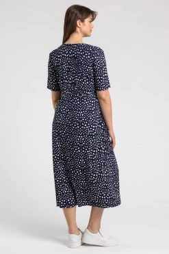 Roman Blue Curve Ditsy Spot Print Midi Dress 10 Roman Blue Curve Ditsy Spot Print Midi Dress -Roman Sales Shop unnamed file 4445