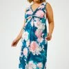 Roman Blue Curve Floral Print Twist Detail Midi Dress 2 Roman Blue Curve Floral Print Twist Detail Midi Dress -Roman Sales Shop unnamed file 4447