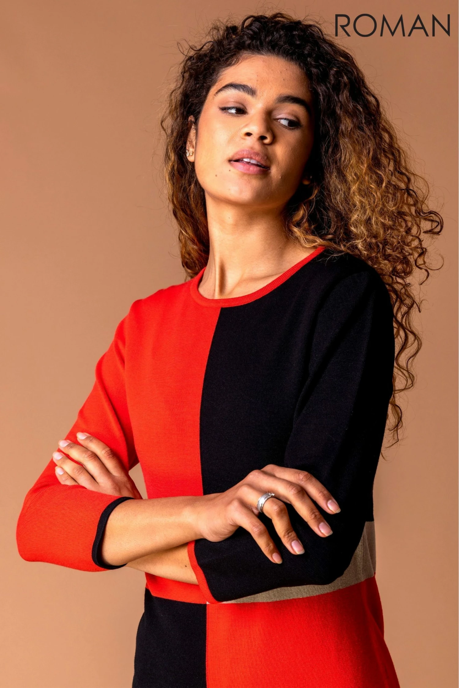 Roman Black Colour Block Knitted Dress 6 Roman Black Colour Block Knitted Dress - Image 4