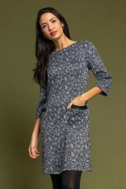 Roman Grey Animal Print Pocket Trim Dress 11 Roman Grey Animal Print Pocket Trim Dress -Roman Sales Shop unnamed file 4461