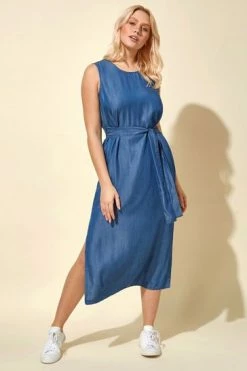 Roman Blue Belted Denim Midi Dress 11 Roman Blue Belted Denim Midi Dress -Roman Sales Shop unnamed file 4471