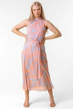 Roman Pink Abstract Print High Neck Midi Dress -Roman Sales Shop unnamed file 4476