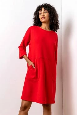 Roman Red Comfy Panel Pocket Dress -Roman Sales Shop unnamed file 4479