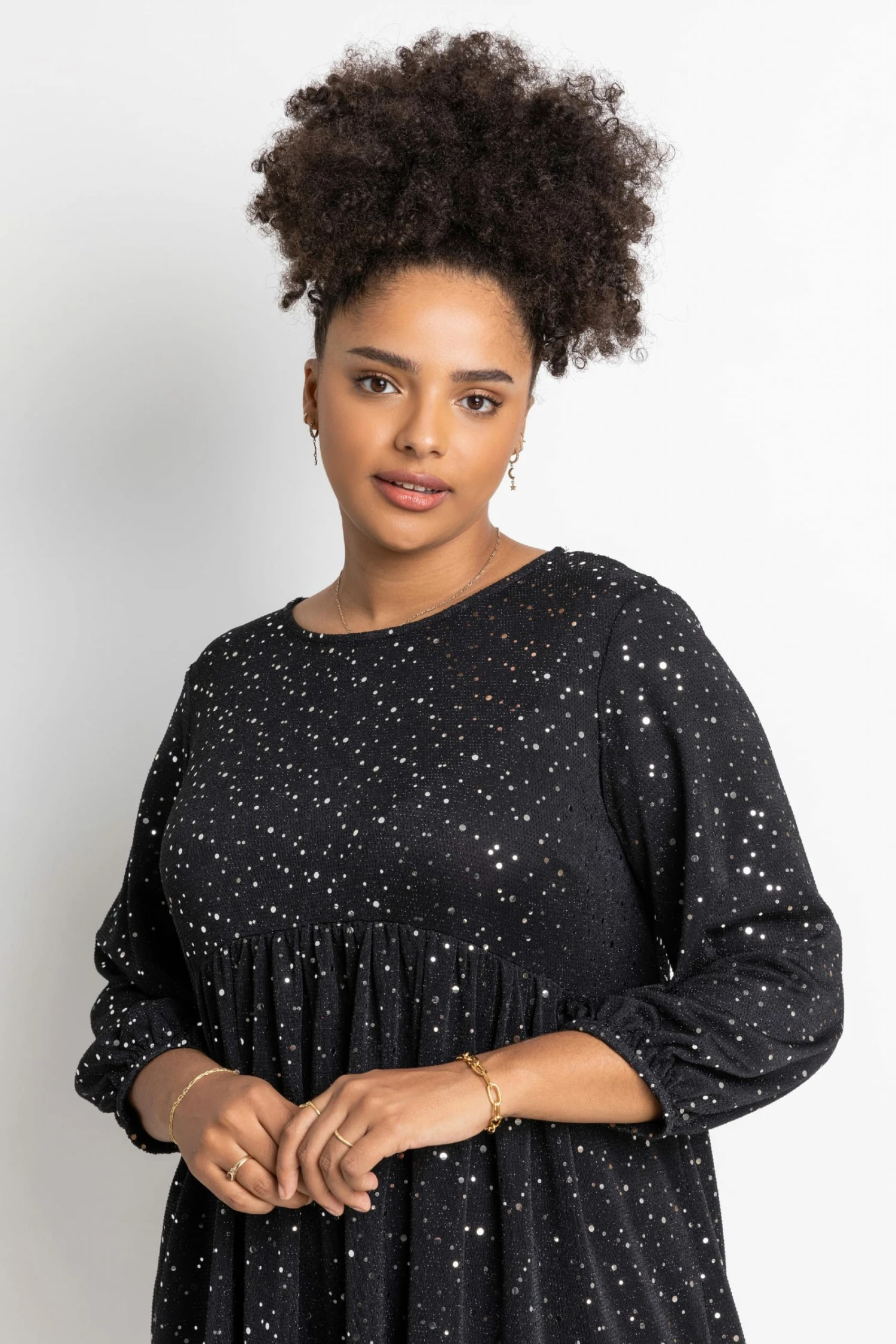 Roman Silver Curve Shimmer Tiered Shift Dress 6 Roman Silver Curve Shimmer Tiered Shift Dress - Image 4