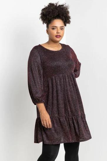 Roman Silver Curve Shimmer Tiered Shift Dress 8 Roman Silver Curve Shimmer Tiered Shift Dress - Image 6