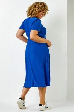 Roman Blue Curve Plain Fit And Flare Midi Dress 8 Roman Blue Curve Plain Fit And Flare Midi Dress -Roman Sales Shop unnamed file 4490