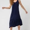 Roman Blue Plain Jersey Frill Hem Midi Dress 2 Roman Blue Plain Jersey Frill Hem Midi Dress -Roman Sales Shop unnamed file 4494
