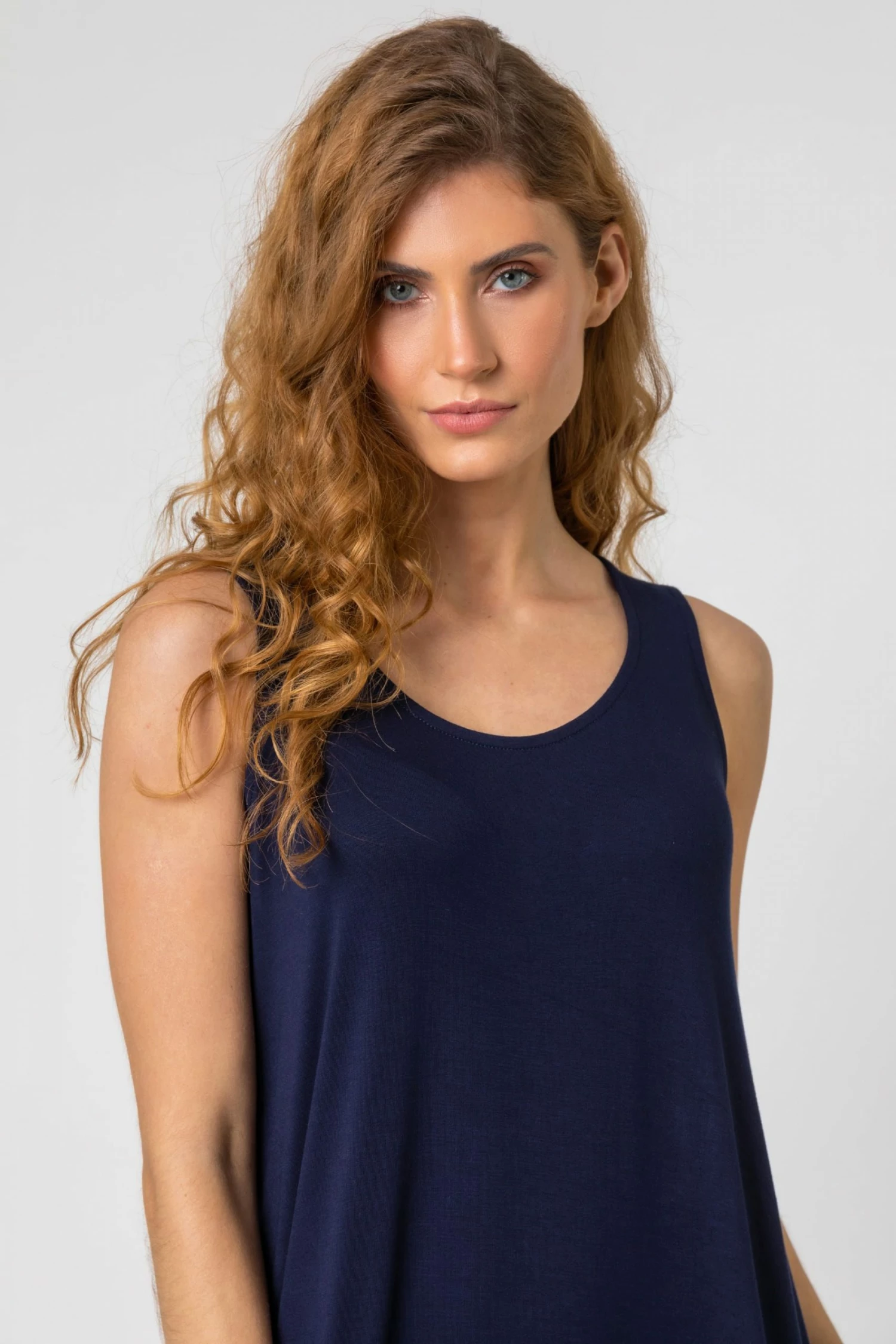 Roman Blue Plain Jersey Frill Hem Midi Dress 6 Roman Blue Plain Jersey Frill Hem Midi Dress - Image 4