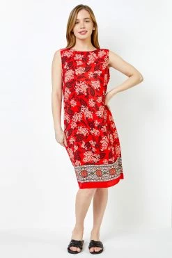 Roman Red Petite Border Floral Print Shift Dress 8 Roman Red Petite Border Floral Print Shift Dress -Roman Sales Shop unnamed file 4501