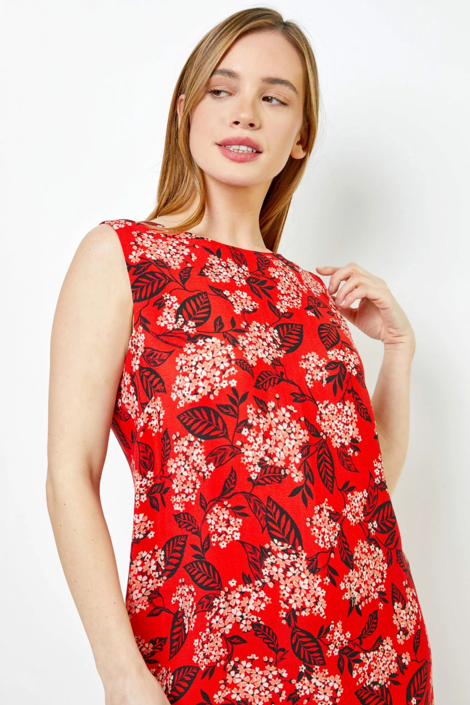 Roman Red Petite Border Floral Print Shift Dress 6 Roman Red Petite Border Floral Print Shift Dress - Image 4