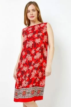 Roman Red Petite Border Floral Print Shift Dress 11 Roman Red Petite Border Floral Print Shift Dress -Roman Sales Shop unnamed file 4504