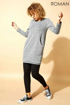 Roman Grey Check Detail Textured Tunic Dress 9 Roman Grey Check Detail Textured Tunic Dress -Roman Sales Shop unnamed file 4507