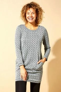 Roman Grey Check Detail Textured Tunic Dress 11 Roman Grey Check Detail Textured Tunic Dress -Roman Sales Shop unnamed file 4509