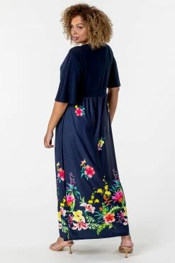 Roman Navy Curve Floral Border Print Maxi Dress 8 Roman Navy Curve Floral Border Print Maxi Dress -Roman Sales Shop unnamed file 452