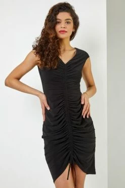 Roman Black Ruched Front Jersey Dress 11 Roman Black Ruched Front Jersey Dress -Roman Sales Shop unnamed file 4531