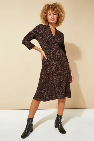 Roman Brown Originals Animal Print V Neck Fit & Flare Dress 7 Roman Brown Originals Animal Print V Neck Fit & Flare Dress - Image 5