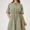 Roman Green Curve Shirred Waist Shirt Dress 2 Roman Green Curve Shirred Waist Shirt Dress -Roman Sales Shop unnamed file 4564