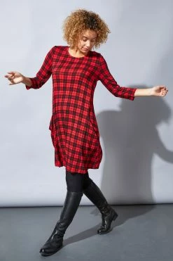 Roman Red Check Print Pocket Detail Swing Dress 10 Roman Red Check Print Pocket Detail Swing Dress -Roman Sales Shop unnamed file 4597