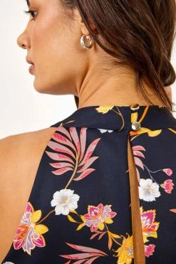 Roman Blue Floral Halter Neck Scuba Dress -Roman Sales Shop unnamed file 4605