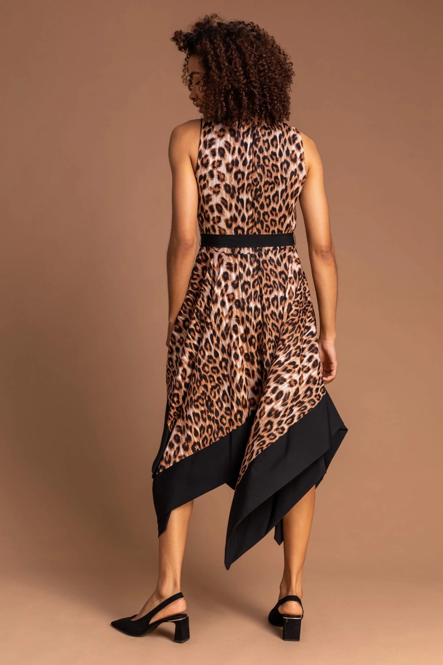 Roman Brown Animal Print Hanky Hem Dress 4 Roman Brown Animal Print Hanky Hem Dress - Image 2